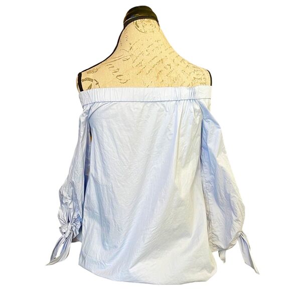 Tibi Blouse Size 0 Chambray Off Shoulder Bohowestern Rodeo Coastal Grandmacore - Picture 4 of 12
